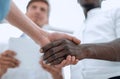 In the foreground handshake business partners Royalty Free Stock Photo