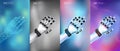 Robot hands digital models on a bright abstract background.