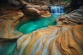 The foreground rocks are a key element of Punch Bowl Falls on the Eagle Creek Trail in Oregon Royalty Free Stock Photo