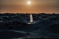 In The Foreground Sand On The Beach And Bird Feather, Against The Background Out Of Focus Sunrise In Jurmala, Latvia. Small Depth Royalty Free Stock Photo