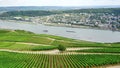 Elevated Panorama of the Rhine River and Vineyards at Rudesheim, Germany