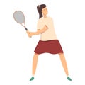 Forehand serve icon cartoon vector. Tennis player