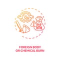 Foreign body or chemical burn concept icon