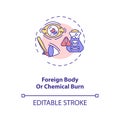 Foreign body or chemical burn concept icon