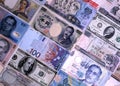 Foreign currencies notes Royalty Free Stock Photo