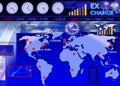 Foreign currency exchange market scene