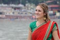 A foreign girl in Indian dress