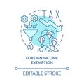 Foreign income exemption turquoise concept icon