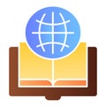 Foreign language book flat icon. Globe and book color icons in trendy flat style. Opened book gradient style design Royalty Free Stock Photo