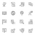 Foreign language translate line icons set Royalty Free Stock Photo