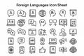 Foreign Languages Icon Set Vector Collection for Translation and Language Learning Education Royalty Free Stock Photo