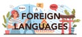Foreign languages typographic header. Language school. Students learning Royalty Free Stock Photo