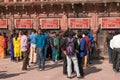 Foreign and local tourist line up at ticket counters on Western Gage of Taj Mahal.