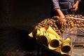 Foreign man is roasting some chestnuts in Navona Square, Christmas, Rome, Italy Royalty Free Stock Photo