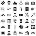 Foreign passport icons set, simple style