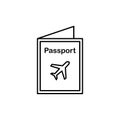 Foreign passport line icon. Visa, document, arrival. Customs house concept. Vector illustration can be used for topics