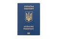 Foreign passport of Ukraine isolated on white background.