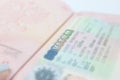 foreign passport visa in a passport Royalty Free Stock Photo