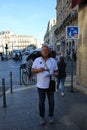 A foreign tourist completely lost in the city center of Bordeaux,