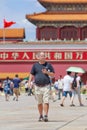 Foreign tourist on a sunny Tiananmen Square, Beijing, China