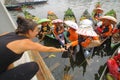 Foreign tourists shop at the floating market, Banjarmasin, Indonesia