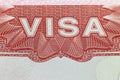 Foreign Visa in a passport page - travel background