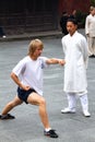 Foreigners learn Chinese Kung Fu in Wudang Mountain, China Royalty Free Stock Photo