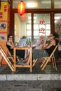The foreigners in the restaurant in guilin, china