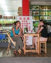 The foreigners in the restaurant in guilin, china