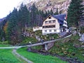 Forelle Seealp Guest house, Gasthaus Forelle am See or mountain restaurant Forelle-Seealp in the Alpstein mountain range Royalty Free Stock Photo