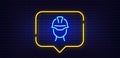 Foreman line icon. Engineer or architect sign. Neon light speech bubble. Vector Royalty Free Stock Photo