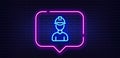 Foreman line icon. Engineer or architect sign. Neon light speech bubble. Vector Royalty Free Stock Photo