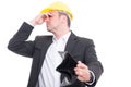 Foreman not looking at his empty wallet Royalty Free Stock Photo