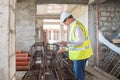 Foreman officer inspector, building Inspector, engineer or inspector at construction site checking and inspecting Royalty Free Stock Photo