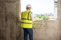 Foreman officer inspector, building Inspector, engineer or inspector at construction site checking and inspecting Royalty Free Stock Photo