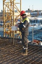 Foreman worker at construction site