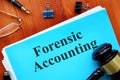 Forensic accounting is shown on the business photo using the text