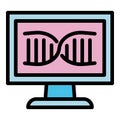 Forensic laboratory dna monitor icon, outline style