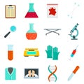Forensic laboratory icons set, flat style