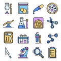 Forensic laboratory icons set vector flat