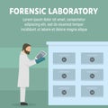 Forensic laboratory stand concept background, flat style