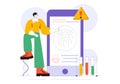 Forensics Technology Vector Illustration Featuring Biometric Access Control and Server Data Recovery with Fingerprint Screening