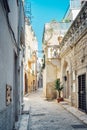 Foreshortening, alleys, houses in the historic center of Conversano,