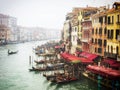 Foreshortening of Grand Canal of Venice in Rialto bridge area Royalty Free Stock Photo