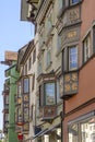 Foreshortening of old decorated bay-windows, Rottweil, Germany Royalty Free Stock Photo