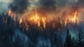 The burning forest inferno.AI generated image Royalty Free Stock Photo