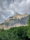 Forest above Corne de Chamois - Mountain of Vallee du Cirque du Fer Ã  Cheval Royalty Free Stock Photo