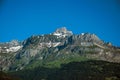 Forest, alpine landscape and blue sky in Saint-Gervais-Les-Bains Royalty Free Stock Photo