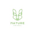 Forest animal coyote wolf head leaf line minimalist logo design vector