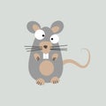 Forest animal, cute small gray mouse icon isolated , funny rat, vector illustration
